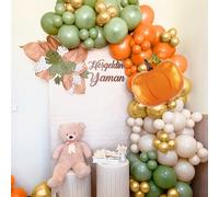 Kit di palloncini autunnali con ghirlanda di palloncini in lamina di zucca arancione bruciato, palloncini arancioni verdi sabbia oro bianco palloncino per piccola zucca baby shower primo compleanno