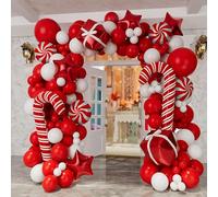 Kit di palloncini natalizi ghirlanda arco palloncini rossi bianchi palloncini caramelle confezione regalo palloncini stella rossa palloncini per decorazioni natalizie