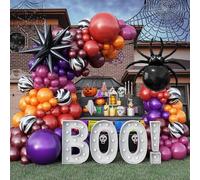 Kit di palloncini per Halloween, 119 palloncini arancioni, viola, rosso, rosa, perle, caffè, marmo, agata, ragno, nero, esplosione, stella, palloncini in lamina per decorazioni per feste di compleanno