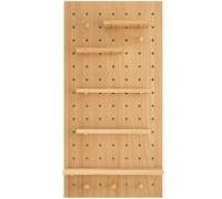 Kit di pannelli forati in legno giallo, organizer da parete per casa, ufficio e stanza del mestiere. Scaffale versatile e sistema di combinazione per una gestione efficiente dello spazio