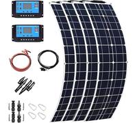 Kit di pannelli solari flessibili da 12 V-24 V, modulo solare monocristallino con regolatore di carica da 40 A e cavo per camper, barche, rimorchi, camper, sistemi marini, off-grid (800 W)