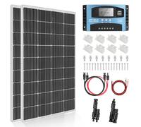 Kit di pannelli solari MPPT da 360 W: DERUXI 2 x 180 W, kit di pannelli solari per roulotte 1,44 kWh/giorno per camper: 2 pannelli solari mono da 180 W 12 V + regolatore di carica solare MPPT da 30 A