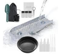 Kit di panning dorato - Mini serbatoio d'acqua 30 x 8,9 cm con scatola di chiusura e muschio minerario, giocattolo portatile per miniere d'oro per bambini e adulti, esplorazione all'aperto per laghi