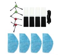 Kit di parti di ricambio per aspirapolvere Tikom G8000 Pro e HONITURE G20, spazzola a rullo, spazzole laterali, per filtri HEPA e panni in microfibra (E)