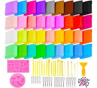 Kit di pasta da modellare, set di 36 colori per forno, polimeri di argilla, ultra leggero, pasta magica asciutta all'aria per bambini, argilla modellante fai da te con accessori
