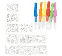 Kit Di Pennarelli A Soffio Per Bambini, Set Creativo Con 6 Pennarelli E 10 Stencil Per Disegnare E Colorare, Ideale Per Stimolare La Creatività Dei Piccoli Artisti A Partire Da 3 Anni, Spray Pen Set