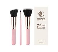 Kit Di Pennelli Da Trucco - Strumenti di Bellezza a Setole Morbide da 3 Pezzi | Set di pennelli angolati per sfumatura e bellezza | Adatto a Principianti, Donne e Ragazze Fondotinta, Correttore, e Bro