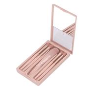 Kit di pennelli per il trucco, set cosmetico portatile multifunzionale con specchio, rosa albicocca per donne e ragazze