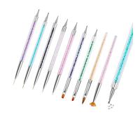 Kit di pennelli per, pennello per unghie per | 9 pennelli acrilici a doppia punta per unghie - Strumenti di disegno per trapano per unghie manicure con pennello per