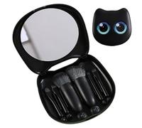 Kit Di Pennello Per Trucco - Strumento Da 6 | Setole Sintetiche, Set Senza Crudeltà, Adatti a Viaggi All'aperto, Lavoro E Trucco, Stile Gatto Nero, Regalo Donne Amanti Dei Gatti