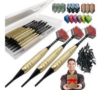Kit di per Freccette, Set di Punte per Freccette con 100 Punte e 12 Alette, Set Professionale di Punte morbide per Freccette elettroniche