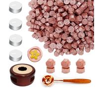 Kit di perline di cera, set di perline di cera sigillante Ioggtser con 400PCS perline di cera Oro rosa, scaldacera, cucchiaio di fusione, 4 PCS candele, kit di guarnizione di cera per matrimonio