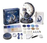 Kit di Perline Fai-da-te Gatto Guardiano della Luna, Kit Creativo 3D con Perline a Tema Lunare e Felino, Kit Artigianale Magico Fatto a Mano con Istruzioni (B)