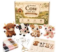 Kit di perline in miniatura per scrivania e stanza, amico mucca | Decorazione della stanza e progetti familiari a casa per progetti di lavoro manuale condiviso e decorazione della tavola di