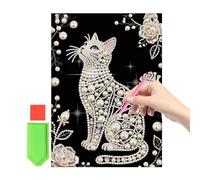 Kit di perline per attività creativa fai da te senza cornice a forma di gatto, arte con perline, per donne, casa, festa della mamma, compleanno, decorazione da parete, camera da , bagno, cucina