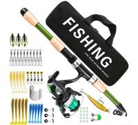 Kit di pesca d'acqua dolce 1,8 m per gite nel fine settimana | Si ripiega fino a 44 cm, include borsa per il trasporto, ideale per i viaggi, facile da riporre, design compatto