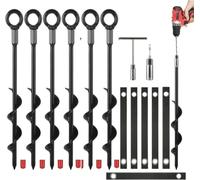 Kit di picchetti di ancoraggio per trampolino resistente, 10/15/20/45,7 cm, con cinghie di fissaggio regolabili, per tenda da campeggio, altalena, baldacchino, tenda e legami per cani (6 pezzi)
