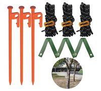 Kit di picchetti per albero - picchetti e supporti per alberi pendenti - paletti in metallo per raddrizzare kit con 3 set di paletti, per picchettare e corda per albero da 3 piedi