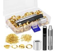 Kit di pinze per occhielli, set di strumenti per l'installazione di occhielli con punzoni per occhielli, perforatore manuale per pelle e cintura in tela (oro)