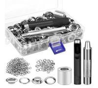 Kit di pinze per occhielli, set di strumenti per l'installazione di occhielli con punzoni per occhielli, perforatore manuale per pelle e cintura in tela (argento)