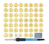 Kit di pirografia a caldo 56 pezzi, set di lettere e numeri per incisione su legno, strumento per intaglio e incisione, impugnatura ergonomica, strumento per artigianato, marca