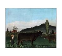 Kit di pittura 5D Henri Rousseau, paesaggio con bestiame, dipinti a puntini completi per decorazioni artistiche da parete per la casa, 40,6 x 50,8 cm