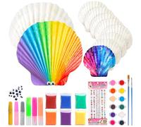 Kit di Pittura a Conchiglie per Bambini Set di Artigianato Regali di Compleanno Ragazze Ragazzi da 4 5 6 7 8 9 10 11 12 anni Grandi Naturali Conchiglia da Colorare Deco Fai Da Te Creativo Mestieri