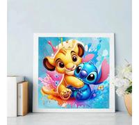 Kit di pittura a diamante Disney "Il Re Leone" Simba e Stitch, diamante rotondo completo 5D ricamo a mano fai-da-te decorazione per la casa 30*30 senza cornice,50*50 senza cornice,20*20 senza cornice,