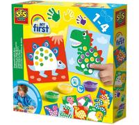 Kit di pittura a dito dinosauri SES Creative My First 10 schede 3 colori lavabili