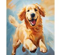 Kit di pittura acrilica fai da te con simpatico animale domestico,Golden Retriever,Dipingi con i numeri per adulti principianti,Kit regalo di pittura su tela per amanti dei cani,40x50 cm,senza cornice