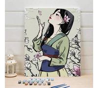 Kit di pittura ad olio digitale a tema Mulan fai-da-te, set di pittura ad olio artistica, ideale per camera da letto e decorazione murale, il miglior regalo per gli amici, dimensione 40*50CM 40*50 cmA