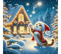 Kit di Pittura con Diamanti per Adulti, Kit con Gattino, Completo con Chiodini Rotondi 5D, Set Animali, Arte con Diamanti per Decorare le Pareti di Casa, Regalo, 30x30cm