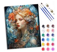 Kit di pittura con i numeri per adulti Kit di pittura per principianti su simboli trasparenti Tela colorata Pequeño fantasma sosteniendo un paraguas Pigmento acrilico Disegno Vernice per la