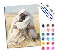 Kit di pittura con i numeri per adulti Kit di pittura per principianti su simboli trasparenti tela colorata abbraccio Gesù facile fai da te pigmento acrilico disegno pittura per la decorazione delle