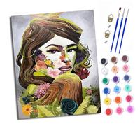 Kit di pittura con i numeri per adulti Kit di pittura per principianti su simboli trasparenti Tela colorata Viso di fiore Immagini di ragazza Facile Fai da te Pigmento Acrilico Disegno Vernice per