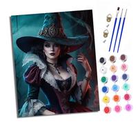 Kit di pittura con i numeri per adulti Kit di pittura per principianti su simboli trasparenti Tela colorata notte scura magia strega facile fai da te pigmento acrilico disegno pittura per la