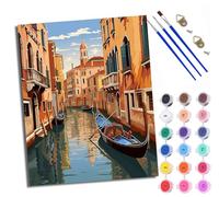 Kit di pittura con i numeri per adulti Kit di pittura per principianti su simboli trasparenti Tela colorata Canale Venezia Barche Facile fai da te Pigmento Acrilico Disegno Vernice per Decorazione da