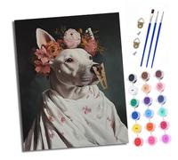 Kit di pittura con i numeri per adulti Kit di pittura per principianti su simboli trasparenti Tela colorata Dogo Argentino con ghirlanda sulla testa Facile pigmento acrilico Disegno Vernice per la