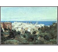 Kit di pittura con i numeri, per adulti, vista di Genova, dipinto di Camille Corot, acrilico, facile da dipingere con i numeri, per adulti e principianti, 40,6 x 50,8 cm
