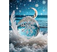 Kit di Pittura Diamante per Adulti, DIY 5D Fiocco di Neve Diamond Painting Kit Completo per Adulti, Diamond Painting Piuma Disegni con Perline da Attaccare, Decorazioni de Parete, Regalos 40x50cm V-5