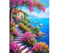 Kit di Pittura Diamante per Adulti, DIY 5D Paesaggi Diamond Painting Kit Completo per Adulti, Diamond Painting Mare Disegni con Perline da Attaccare, Hobby Creativi, Decorazioni da Parete 50x70 cm L-7