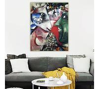 Kit di pittura fai da te con i numeri, per adulti, Marc Chagall"I e il villaggio, 1911" Kit di pittura per adulti su tela regali arti artigianato per la decorazione della casa