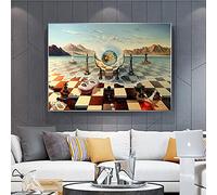 Kit di pittura fai da te con numeri per adulti Surrealismo Maschera di scacchi sul mare Salvador Dali Vernici Dipingere da numeri Kit su tela