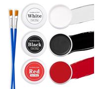 Kit di pittura per il viso di Halloween, colore rosso, bianco e nero con 2 pennelli, pittura per il corpo lavabile per adulti e bambini, kit trucco per scheletro, zombie, fantasma, teschio, Joker e