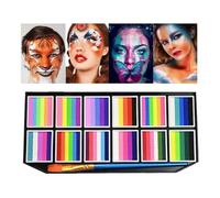 Kit di pittura per il viso, per il corpo, per la pelle, a base d'acqua, lavabile, a lunga durata, 12 griglie con pennello, pennarelli per trucco, festival, sport, teatro, ragazze, cosplay, donne