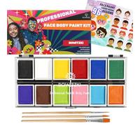 Kit di pittura professionale, Bowitzki 12 colori non tossici ipoallergenici per acqua basata FDA Compliant Halloween Makeup Body Face Painting Colors