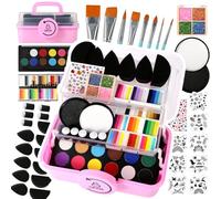 Kit di pittura viso professionale per bambini adulti pittura viso Depvision 68 colori Split Cake Face Paint Kit non tossico lavabile sicuro a base di pennelli stencil Schwam