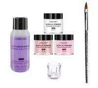 Kit di polvere acrilica per unghie, cristallo trasparente, rosa, bianco