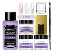 Kit di polvere acrilica trasparente, kit di unghie interne, liquido cristallo, rosa, bianco, trasparente con carponi