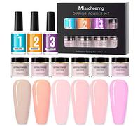 Kit di polvere per immersione per unghie, 6 colori, con base, attivatore e top coat, per manicure francese, non richiede lampada UV/LED, nail art fai da te per principianti e appassionati